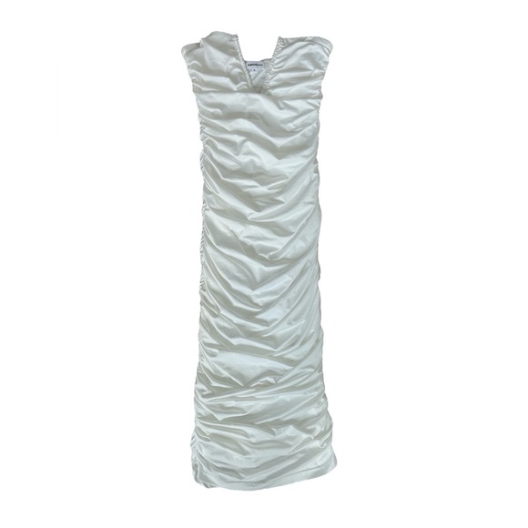 NEW Superdown Lined Ruched Strapless Midi Dress Size Small White - Picture 1 of 5